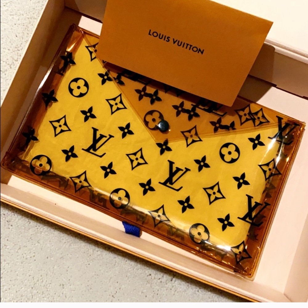 💯 Authentic Louis Vuitton Monogram Clear Clutch Pouch with LV Gift Box